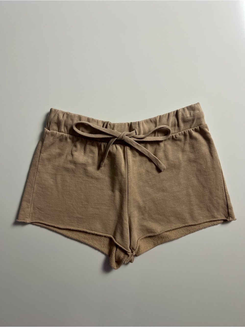 TALENTLESS Raw Edge Shorts, Tan Brown, Size S